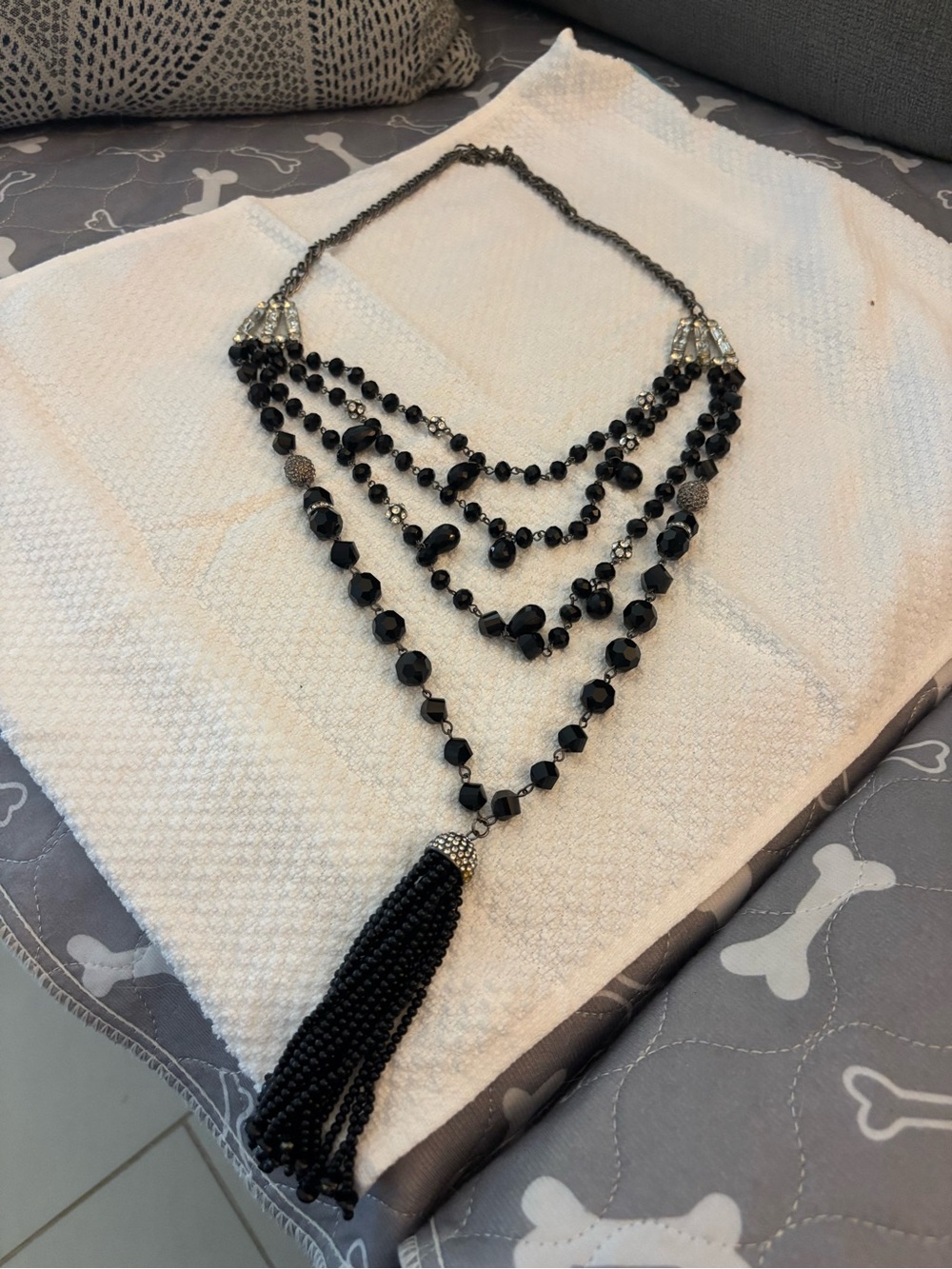 Black Multi-Strand Tassel Necklace - Women Jewelry